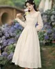 Casual Dresses Vintage Women Sweet Fairy Doll Dress Vicotrian Style Brodery Cotton Elegant Princess Robe Vestido Festa