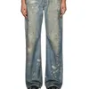 Męska marka dżinsów atrament 20. rocznica kieszonkowa kieszonkowa Fit proste spodnie bawełniane dżinsowe spodnie komfortowy