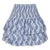 Bohemian Floral Print Ruffle Peat Mini kjol Summer Retro Hög midja dubbelskikt Korta kjolar Sexig Y2K Vacation Casual Faldas 240420
