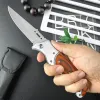 Ferramenta EDC de caça ao ar livre com lanterna faca dobrável automática 440c Ponto de clipe Blade Wood Holdre