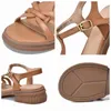 Sandali koznoy 4cm piattaforma etnica scarpe a cuneo da donna di lusso donna peep toe vera fibbia in pelle con fibbia in pelle Mary Jane Flats Summer