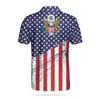 Heren Polo Shirt USA Kaart en vlaggenprint Casual Polo shirts met korte mouwen Independence Day cadeau