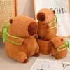 Cute Capybara With Backpack Plush Toys Sitting Lovely Cartoon Animals Stuffed Dolls Holiday Gift Home Decor Sofa Pillows 240420