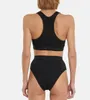 Paris Women's Bikini Zestaw Seksowne luksusowe stroje kąpielowe projektantki stroju kąpielowego Kobiety żebrowane moda na plażę noszą klasykę wysokiej talii Tankini marka Kąpiec Bathing Cuit 2024