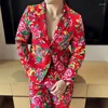 Mäns kostymer 2024 Spring och Autumn Flower Suit Fashion Leisure Northeast Big Top Coat