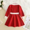 Girl Dresses Menoea Girl's Knitting Wool Long Sleeve Splice Dress Spring and Autumn Baby Christmas Clothes