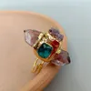 Yygem Natural Purple Amethyst Point Druzy Boule Boule Crystal Bague Gold Gold Gems Ring Ring 240419