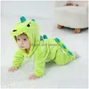 Rompers Kigurumis Lovely Dinosaur Baby Clothes Infant Boys Girls Cartoon Pajamas Onesie Romper Born Hooded Halloween Drop Delivery Dhtb6