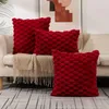 Cushion/Decorative Plush Soft case Solid Color Cushion Cover Red Throw Cover Home Decorative for Sofa Living Room Bedroom Cushion Case