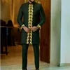Herren Traursuits 2 Teile Sets Dashiki Nigerianer Mann Kleidung Afrikanische Männer Mode gestickte Top -Hosen Anzüge Hochzeitsfeier Verschleiß
