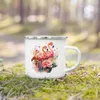 Muggar Dinosaur Horse Flower Printed Emamel Cup Creative Coffee Beverage Cup Camping Campfire Cup Handle Cup Childrens Family and Friend Gifts J240428