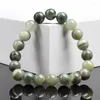 Strand Authentic Natural Stone Armband Original Green Stones Pärlor Armband Handkvinnor Män riktiga agater Jasper Elastiska smycken