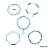 Bracelets Charm BoJiu 5 PCS/Establecer múltiples capas Cristal para mujeres Minty Mint Blue Red Pink Style Juego BCSET255