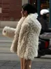 Fourrure de fourrure pour femmes élégantes veste solide pour les femmes manches longues à manches longues rondes manteau court automne d'hiver
