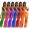 Dwuczęściowe spodnie damskie krawat bar barwił zestaw Tassel Kobiety seksowne wyściełane paski spaghetti Bodysis
