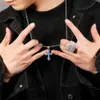 Hip Hop New Blue Zircon Cross Mens Halsband Fashion Versatile Heavy Industry Diamond Sweater Chain Jewelry