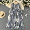 Abiti casual Ladies Chiffon Floral Long Dress Summer Fairy Elegant Robe Fashion Trends Women Abshing Autumn Vestidos