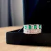 Кластерные кольца 925 Серебряное зеленое кольцо женское волейбольное бриллианты Свадебные украшения оптом