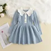 Girl Dresses Menoea Girl's Knitting Wool Long Sleeve Splice Dress Spring and Autumn Baby Christmas Clothes