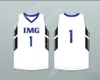 カスタムネームメンズユース/キッズプレーヤー1 IMGアカデミーホワイトバスケットボールジャージートップステッチS-6XL