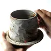 Tazze giapponese tazza di caffè da piattino abita da piattino europeo retrò di lusso a mano fatta tazza in ceramica amici pomeriggio