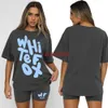 Meisje wit shirt sets dames t -shirt designer t shirt zomer tops losse kleur sweatshirt tee luxe casual kleding getij gespoten tops dames foxys tracksuit suit