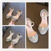 Filles hautes talons pour les enfants de soirée de mariage robe de soirée chaussures fashion cristal été princesse étapes bas sandales e02165 240415