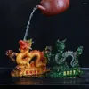 Tea Pets Resin Color Changing Pet Small Ornament Lucky Animal Dragon Sculpture Creative Play Mini Set Accessories Boutique 1Pc