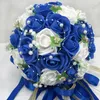 Bröllopsblommor 2024 Bourgogne Bouquet Pink/Red/White/Royal Blue Bridal Bridesmaid Artificial Flower Rose Bride