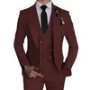 Mode mannen Leisure Boutique Business Solid Color Wedding Suit jasbroek Vest 3 PCS Set Dress Blazers Jacket broek 240420