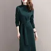 Robes décontractées pull robe tricotée pour femmes Femelle Automne 2024 Pullover Offise Lâche épaississe Vêtements de fond chaud G638