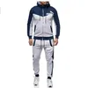 Cross-Border 2024 Autumn/Winter New Men's Color Matching Fashion Casual Sports Hoodie Trend Set
