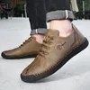 Zapatos casuales de cuero para caminar para hombres diseño británico de estilo británico viajes al aire libre suave liviano de moda usable tamaño 38-46