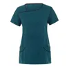 Nurse Uniform Workwear Women Short Sleeve V-neck Solid Color Nursing Blouse Working Uniforms Carer Overalls Scrubs Top 240410