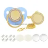 PACIFIERS# SETS BABY PACIFIER och CLIPS Anpassade personliga tomma Golden Bling Sile Spädbarn Nippel Sublimation Dummy Born Pacifier Dhn5o