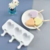 Outils 1pc / 2pcsheart forme de moisissure de popsicle, 3 cavités moule à sucette, moule à glace de silicone de qualité alimentaire, moule à crème glacée d'amour réutilisable,