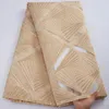Franse gouden organza brokaat kanten stof van hoge kwaliteit Afrikaanse Nigeriaanse Jacquard TuLle Lace Fabrics 5 yards voor jurken S2885 240417