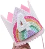 Чувство радуги тема дня рождения Корона 1 -й 2 -й третий 3 -й счастливый декор. Детский детский душ номер шляпа Unicorn 240419