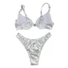 Swimwear féminin Femmes Silver Bikinis Swimsuit Sexy Push Up Bikini Set Summer Beach Brazilian Bathing Cultime Monokini