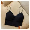Camisoles Tanks Women Seamless Crop Top Underwear Wire Vshaped Camisole Thin Straps Striped Solid Bralette Lingerie Onepiece Tube Tops Otvww