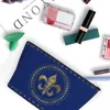 Bolsas de cosméticos Fleur-de-lys Bolsa de higiene pessoal azul e azul royal Fleur de Lis Lily Flor Makeup Organizer Ladies Storage DOPP Kit Case