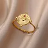 Trouwringen Geometrische zirkoonronde multi -hartring voor vrouwen roestvrij staal goud kleur openen hart ring bruiloft esthetisch sieraden cadeau
