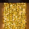 Décorations Solar String Light Artificial Leaf Flower Light Garland Christmas Decoration Outdoor Room Roard Curtain Lampe for Wedding Party Garden