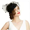 Beretti femminile Fedora Elegant Hat Women England Fashion Hats Cappello di lana con velo B-1186