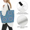 Shopping Bags Geometric Blue Canvas Tote Bag With Strong Handle Reusable Grocery Washable Eco-Friendly School Beach For Women Girls