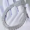 22mm Moissanite Cuban Link Chain Bracelet Solid Gold and Silver Elegance with Dazzling Sparkle