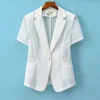 Summer Korean Fashion Women Blazer Coats Krótkie rękawowe ochrona przed słońcem Slim Casual Jacket Kombinezon znany panie na szczycie 240417