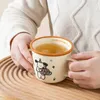 Mugs 1 Ins Cute Happy Bear Ceramic Cup Kawaii White Dog Cartoon Coffee Cup Fashionable Retro Afternoon Tea Cup Couple Gift J240428