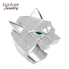Luxlove Leopard Head Hip Hop Ring Tiger 925 Silver Party Wedding High Carbon Diamond Jewelryzuj Kobiety Pierścienie 240420