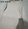 Robes décontractées 11,8 Topachic Women's Temperament Twit Twitted Half Halping Back Split Cashmere Midi Robe